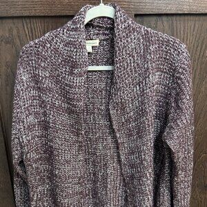Women’s Cardigan, Long Sleeve Burgundy And White Large